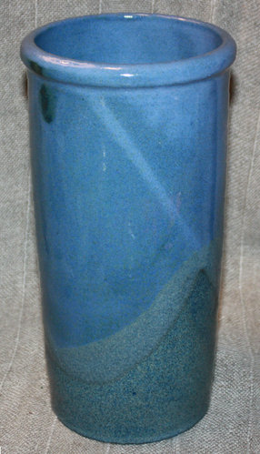 Blumenvase Zylinder Töpferware blau