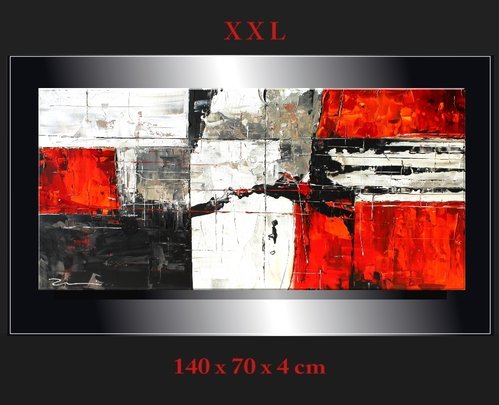 Wandbild abstrakt handgemalt Zenic schwarz weiß rot