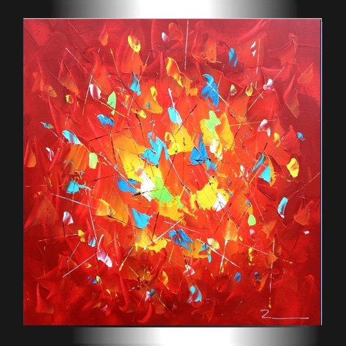 Gemälde abstrakt mit Struktur "Red" 80 x 80 Zenic