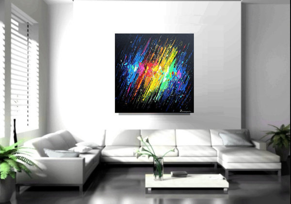 Gemälde Bilder abstrakt "Rainbow"schwarz Zenic