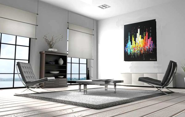 Skyline Gemälde abstrakt handgemalt schwarz Zenic