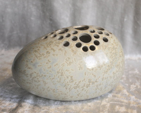 Steckvase Ei groß weiße Kristallglasur 12 cm