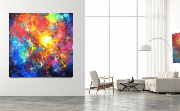 Gemälde abstrakt "Storming Sun" 150 x 150 x 5 cm