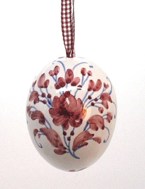 Osterei klein Keramik handbemalt Rose Rot