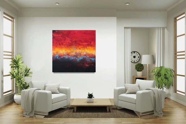 Horizont Gemälde Red Sky Unikat 100 x 100