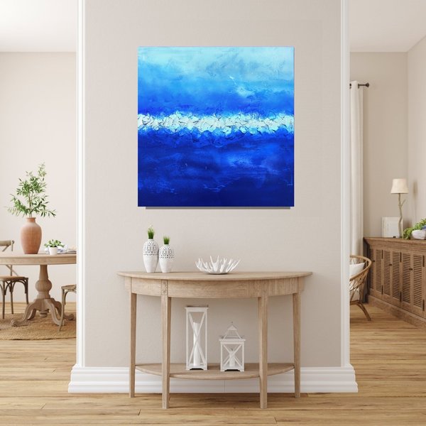 Bild abstrakt "Blue Sea" 50x50x2 cm