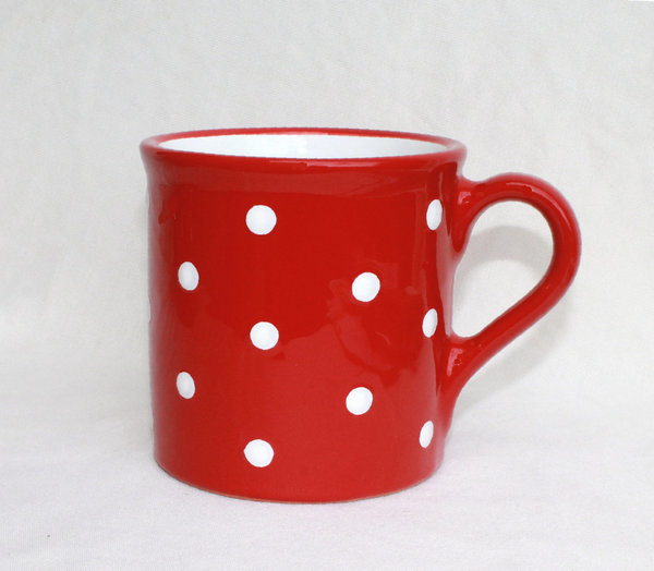 Tasse Kaffeetopf rot-weiß groß gerade