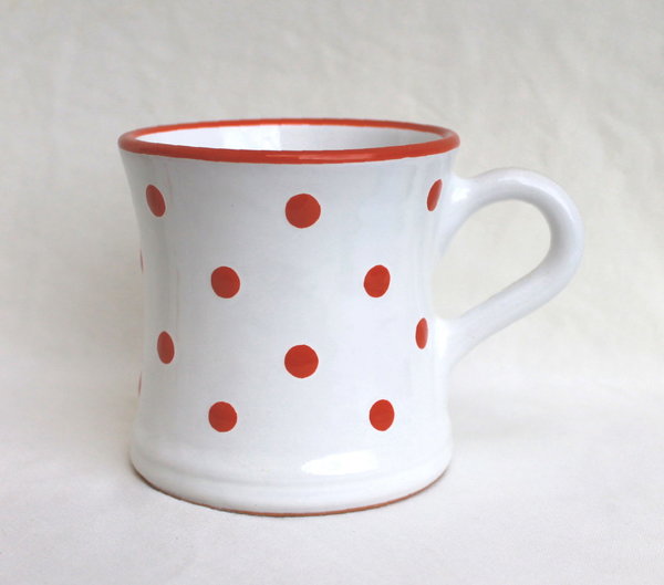 Tasse Kaffeetopf weiß-rot groß gebogen