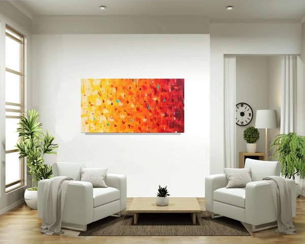 Acrylgemälde "Sunny" mit Struktur 70 x 140 x 4 cm
